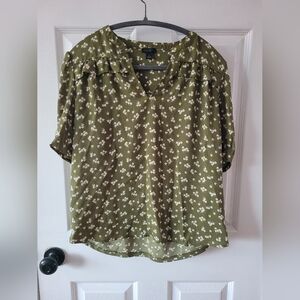 Ann Taylor Olive Floral Blouse